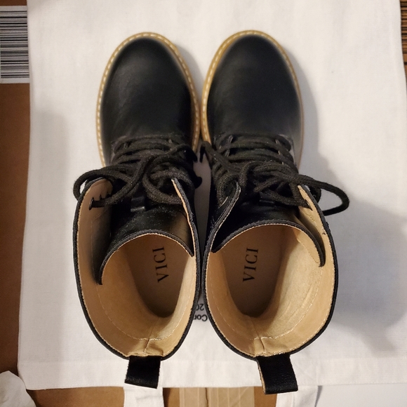 New Vici Brycen Black Lace Up Combat Boots 7 - Picture 5 of 8